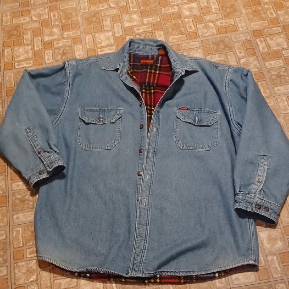 Wolverine Plaid Lined Denim Shirt Men's Size Xlarge